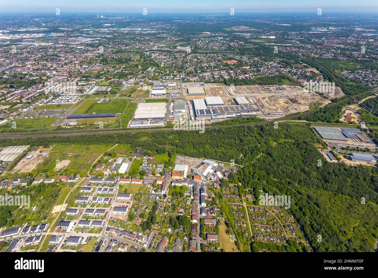 Foto aerea, Schalker Verein, Gelsenkirchen-Bulmke-Hüllen, Gelsenkirchen, zona della Ruhr, Renania settentrionale-Vestfalia, Germania, DE, Europa, vista degli uccelli, ae Foto Stock