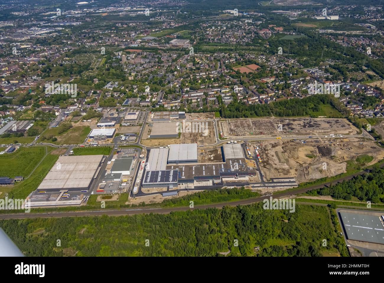Foto aerea, Schalker Verein, Gelsenkirchen-Bulmke-Hüllen, Gelsenkirchen, zona della Ruhr, Renania settentrionale-Vestfalia, Germania, DE, Europa, vista degli uccelli, ae Foto Stock