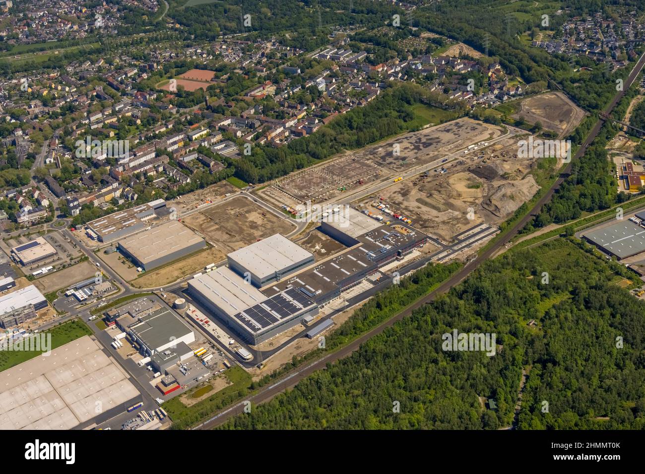 Foto aerea, Schalker Verein, Gelsenkirchen-Bulmke-Hüllen, Gelsenkirchen, zona della Ruhr, Renania settentrionale-Vestfalia, Germania, DE, Europa, vista degli uccelli, ae Foto Stock