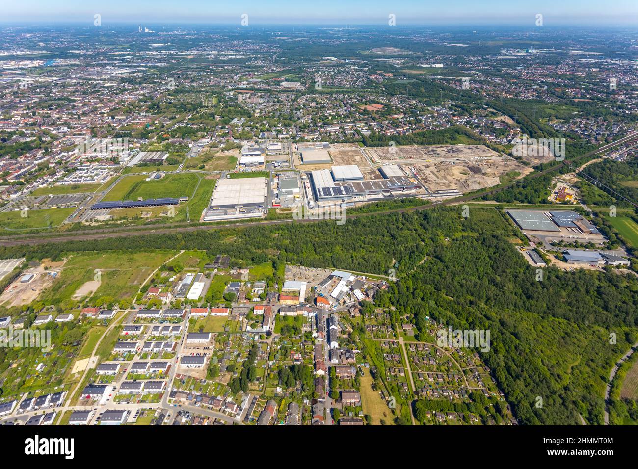 Foto aerea, Schalker Verein, Gelsenkirchen-Bulmke-Hüllen, Gelsenkirchen, zona della Ruhr, Renania settentrionale-Vestfalia, Germania, DE, Europa, vista degli uccelli, ae Foto Stock