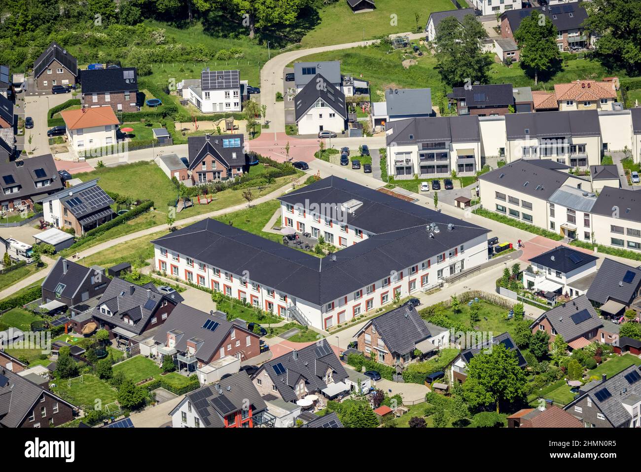 Vista aerea, Alloheim Seniors' Residence Sythen am See, Sythen, Haltern am See, Ruhr Area, Renania settentrionale-Vestfalia, Germania, la casa degli anziani, il vecchio peo Foto Stock