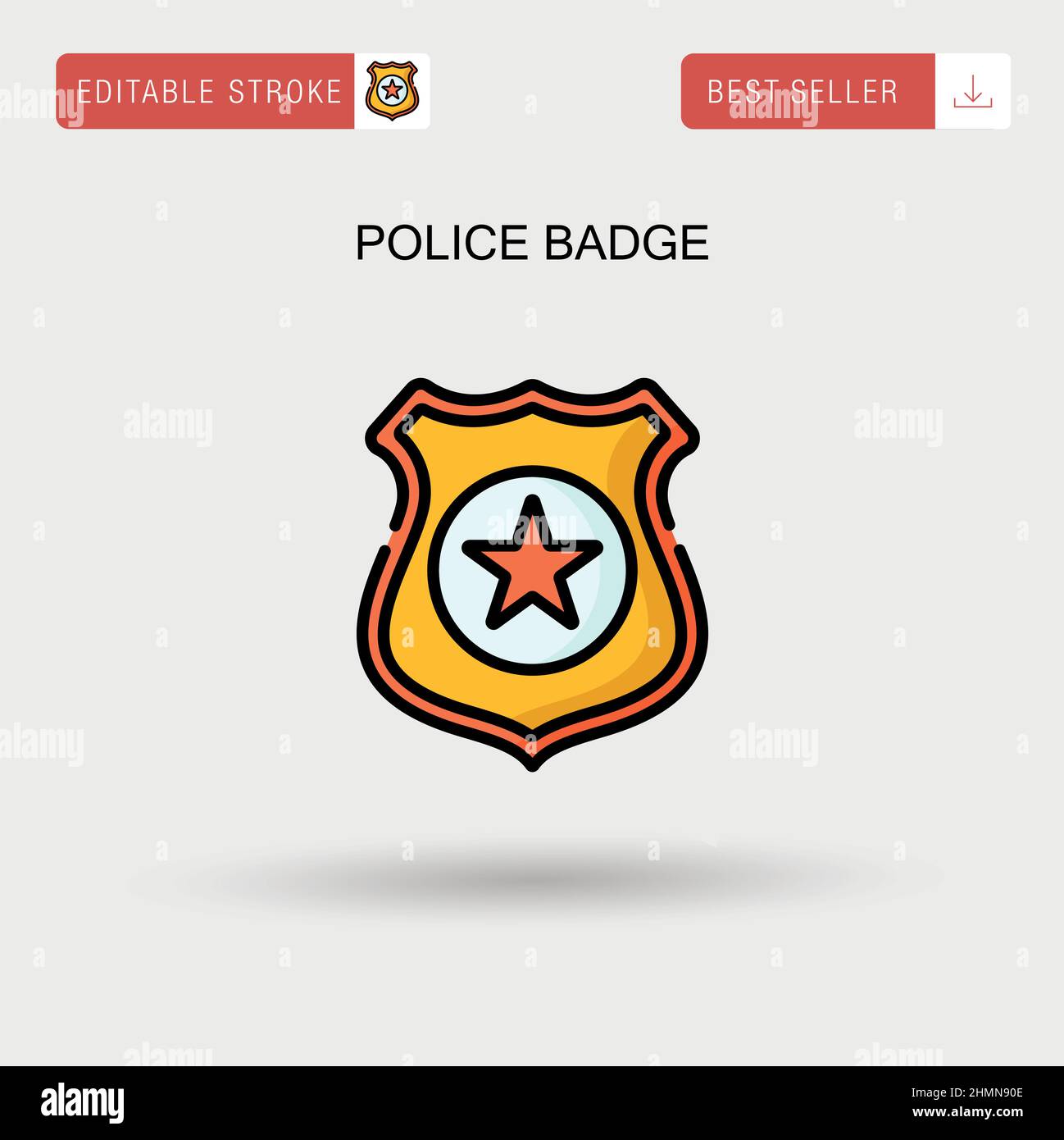 Badge polizia semplice icona vettoriale. Illustrazione Vettoriale