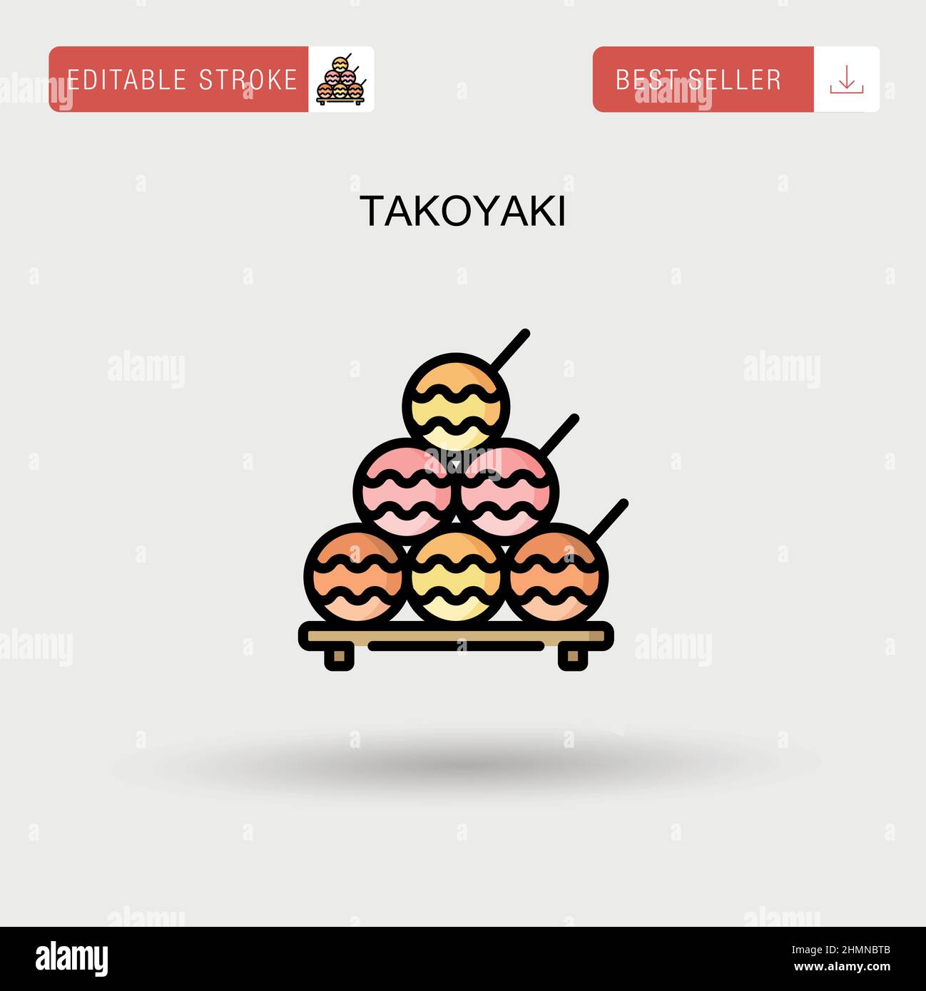 Icona vettoriale semplice Takoyaki. Illustrazione Vettoriale
