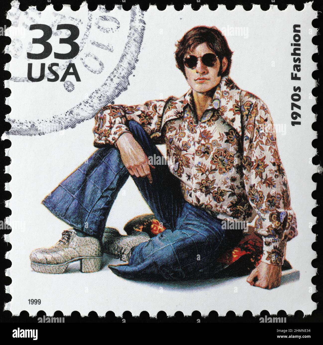 Moda degli anni '70 celebrato su francobollo americano Foto Stock