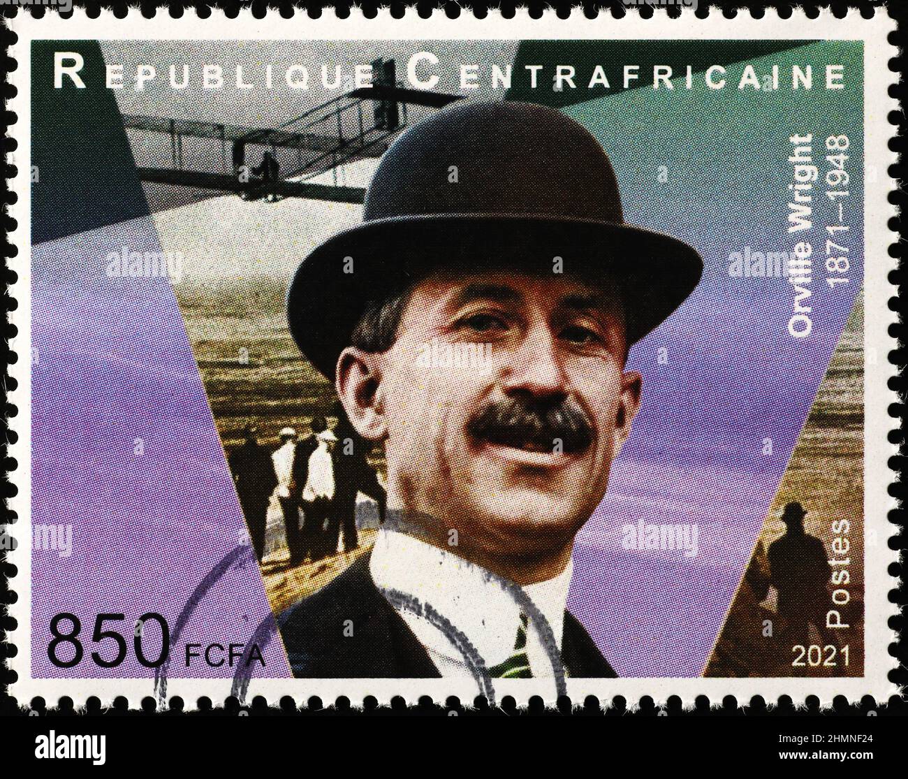 Ritratto di Orville Wright su francobollo africano Foto Stock