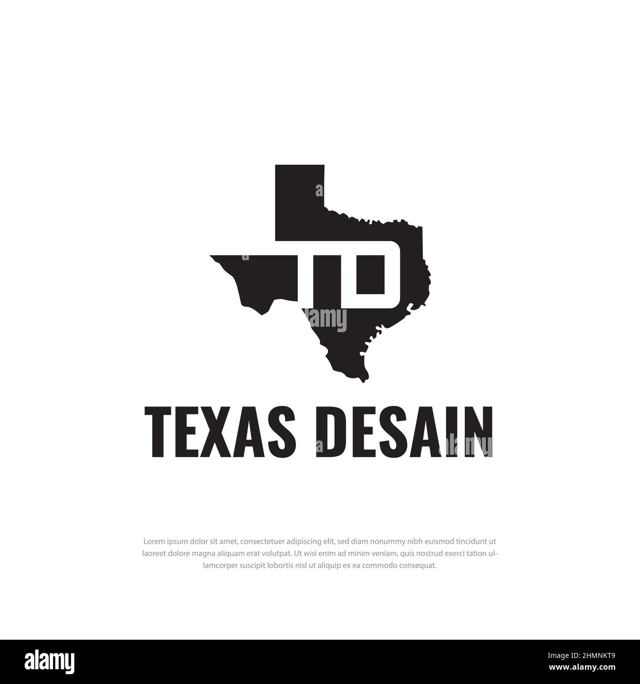 Iniziali del logo del Texas TD, mappa del texas, icona del texas, simbolo del texas, logo vettoriale, modello di progettazione Illustrazione Vettoriale