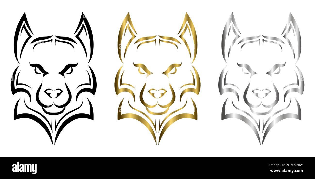 Line art della testa di lupo. Buon uso per simbolo, mascotte, icona, avatar, tatuaggio, T-Shirt design, logo o qualsiasi de Illustrazione Vettoriale