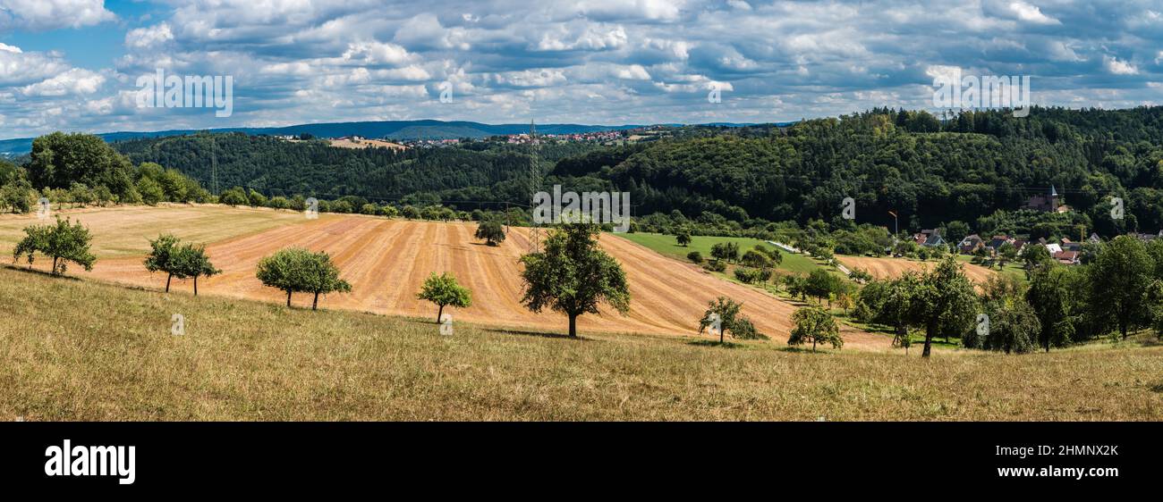 Vista panoramica sulla campagna intorno a Johannesberg, Assia, Germania Foto Stock