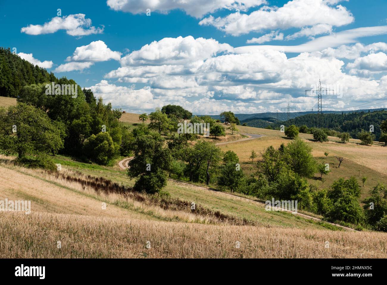 Vista panoramica sulla campagna intorno a Johannesberg, Assia, Germania Foto Stock