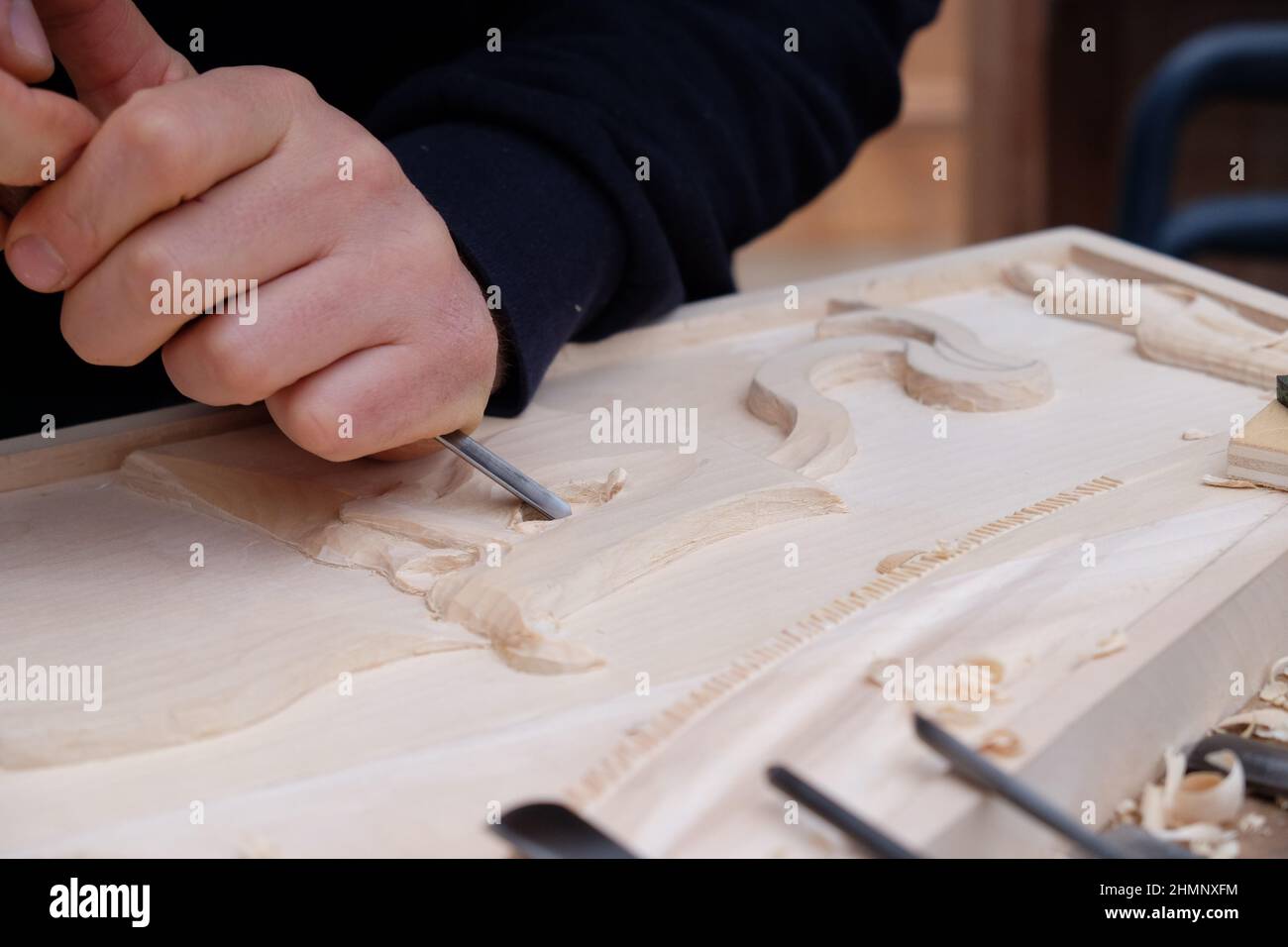 Artigiano di legno al lavoro Foto Stock