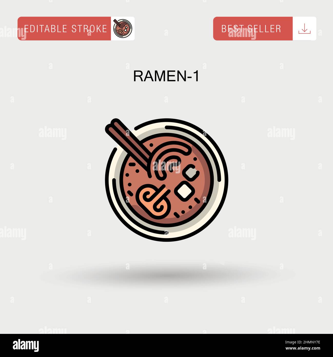 Ramen-1 semplice icona vettoriale. Illustrazione Vettoriale