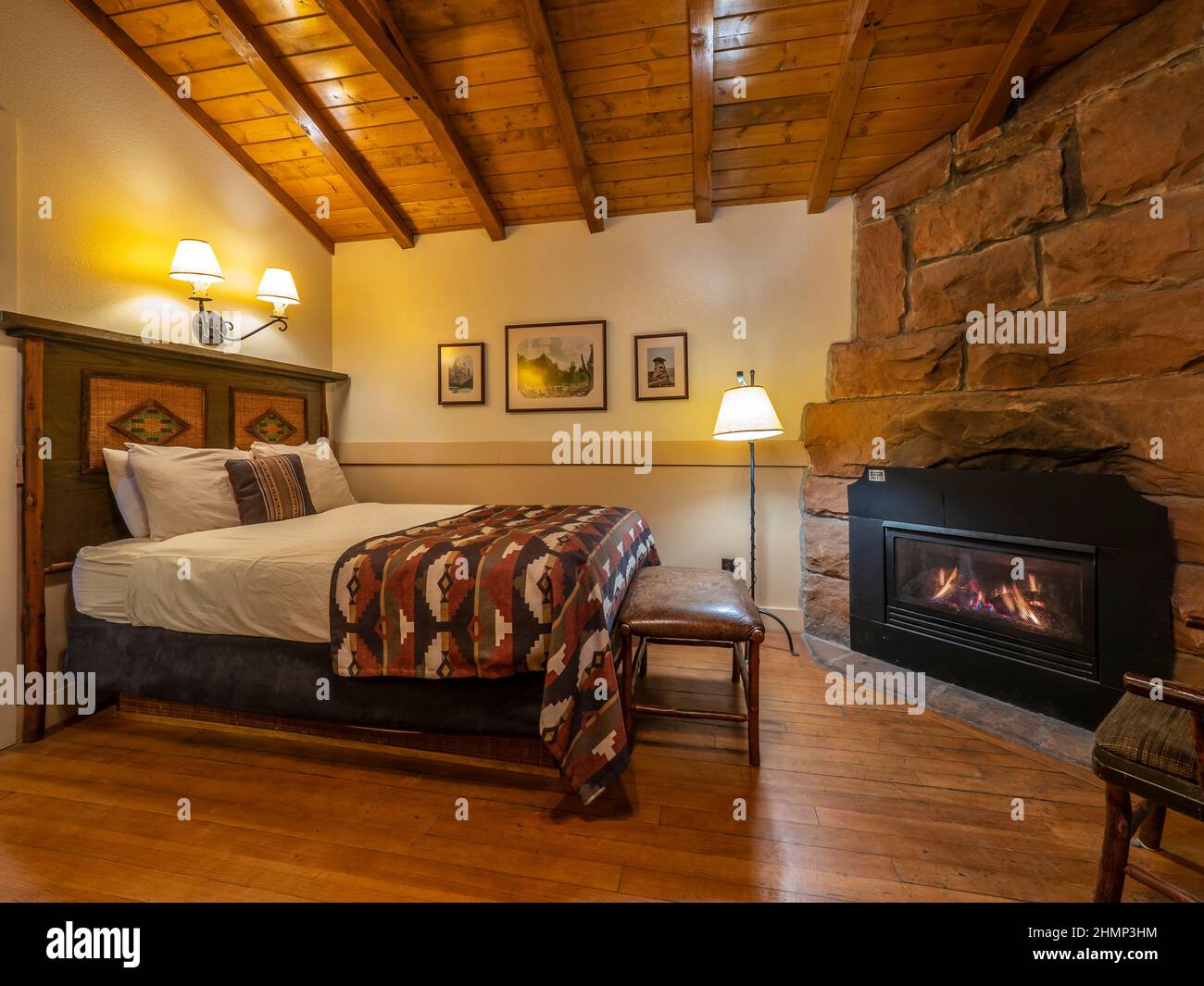 Cabina interna , Zion Park Lodge, Zion National Park, Utah. Foto Stock