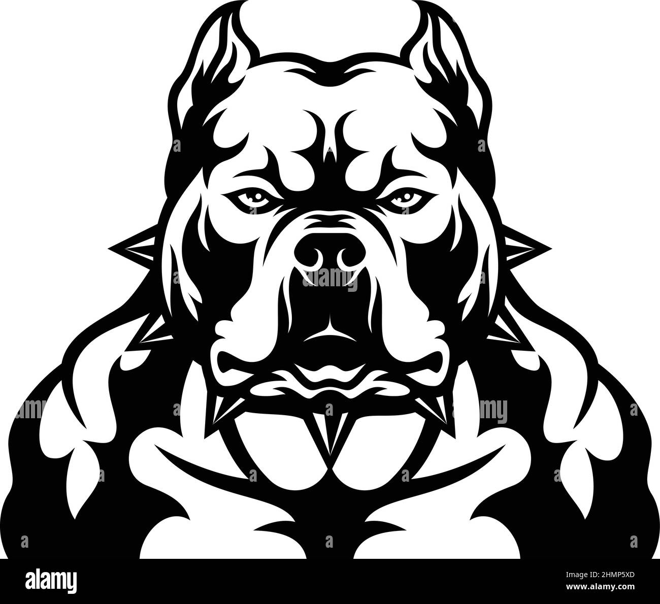 Capo dell'aggressivo cane Bully americano Illustrazione Vettoriale