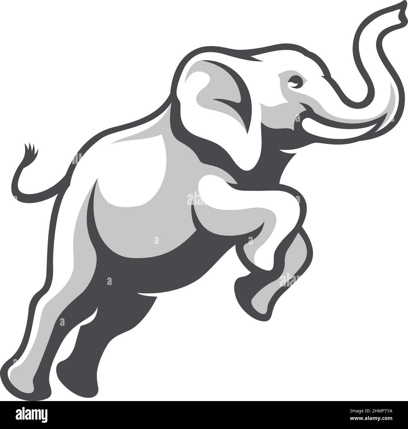 Semplice illustrazione di un elefante che salga in alto in aria Illustrazione Vettoriale