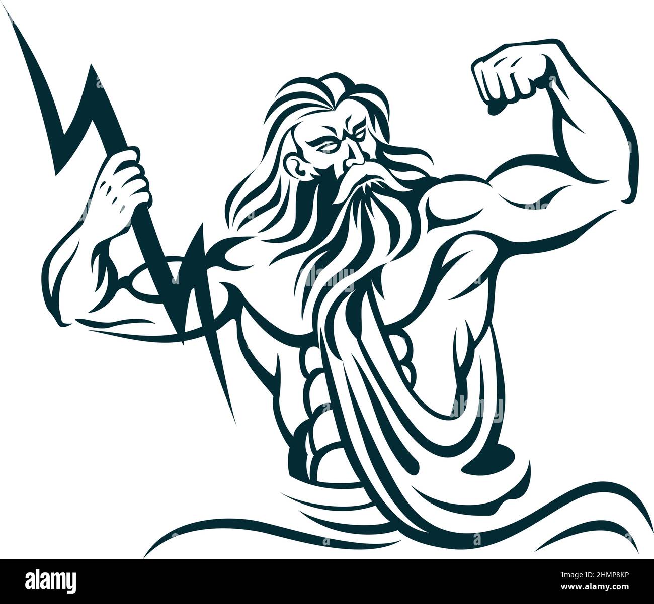 il dio Zeus che tiene il fulmine Illustrazione Vettoriale