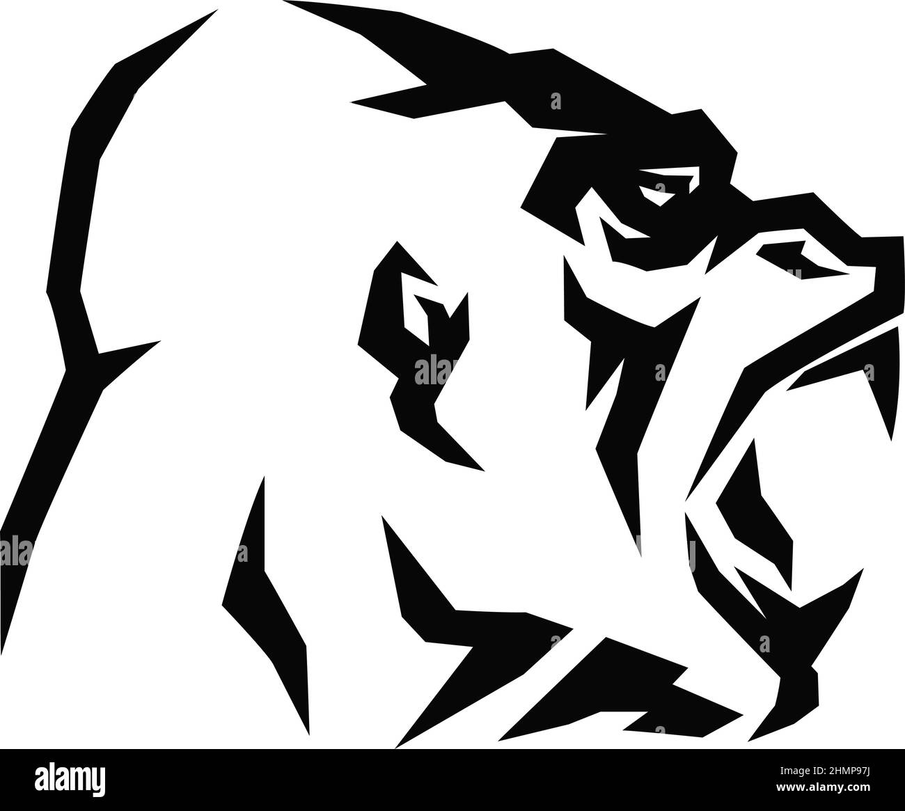 Testa di aggressivo Gorilla Roaring stile linea semplice e aggressivo Illustrazione Vettoriale