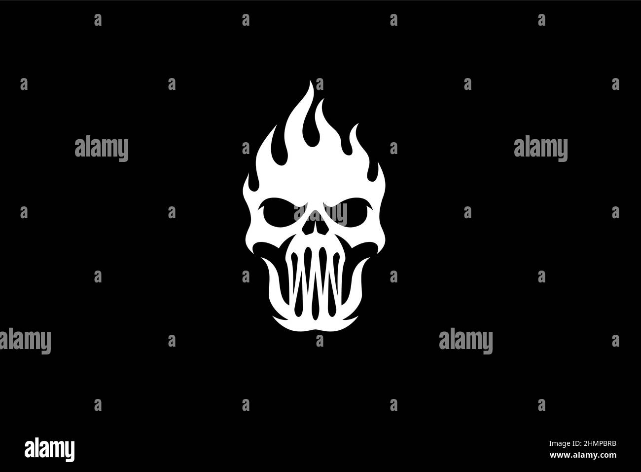 Teschio da fuoco aggressivo e spaventoso con ganascia da avambraccio Illustrazione Vettoriale