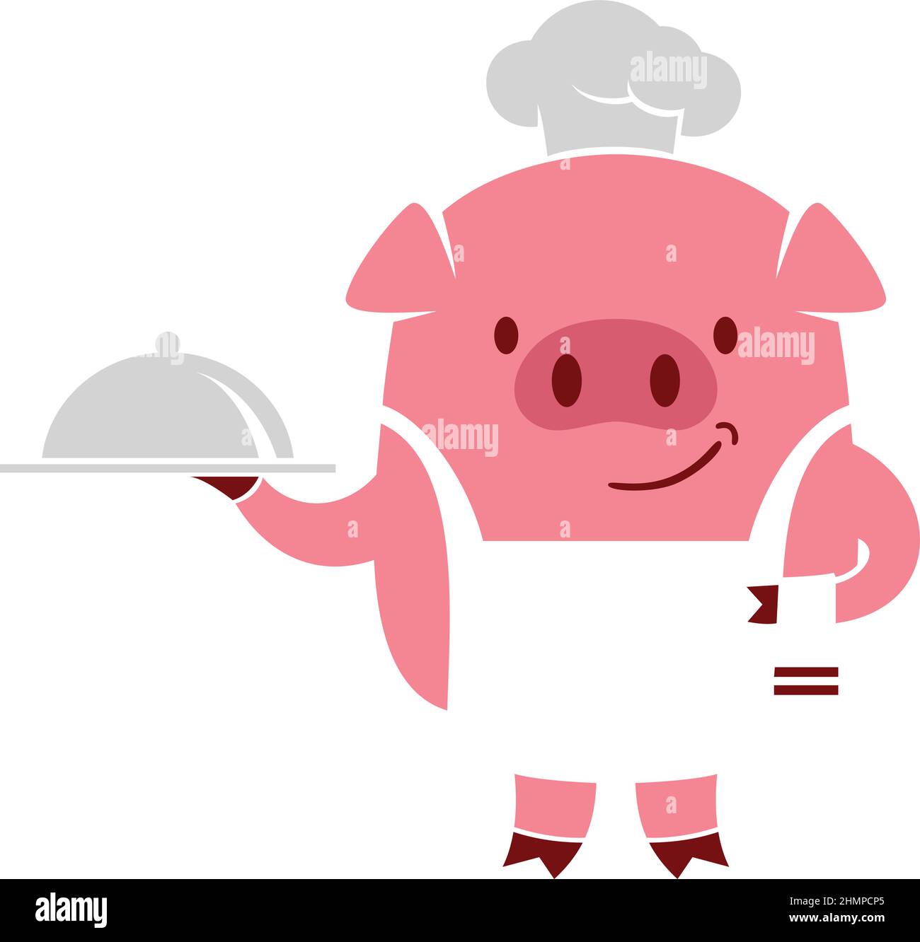 Chef di maiale semplice Cartoon Character Design Illustrazione Vettoriale