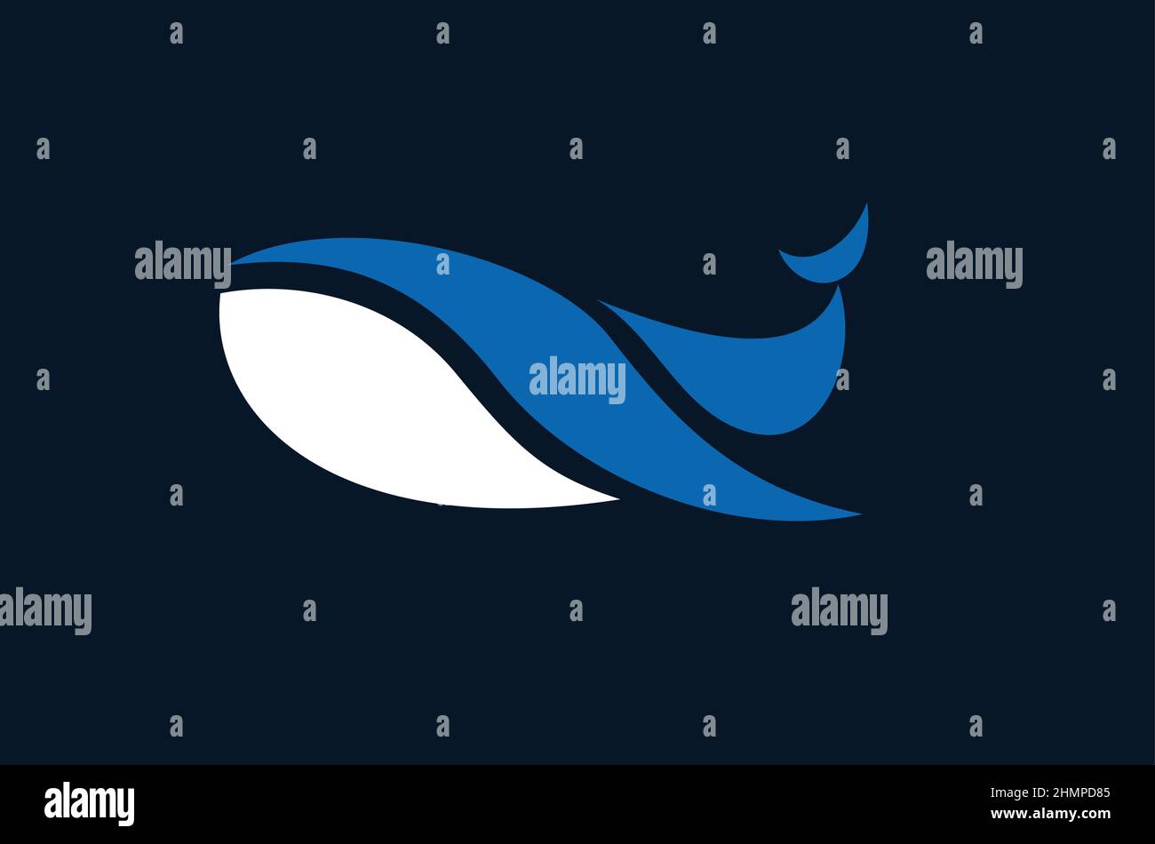 Semplice disegno astratto della balena blu Illustrazione Vettoriale