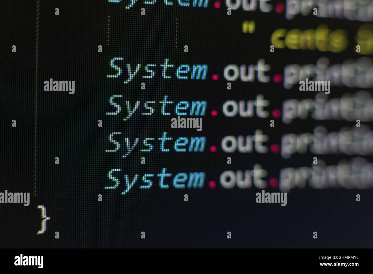 Codice di programmazione su uno schermo. Foto Stock