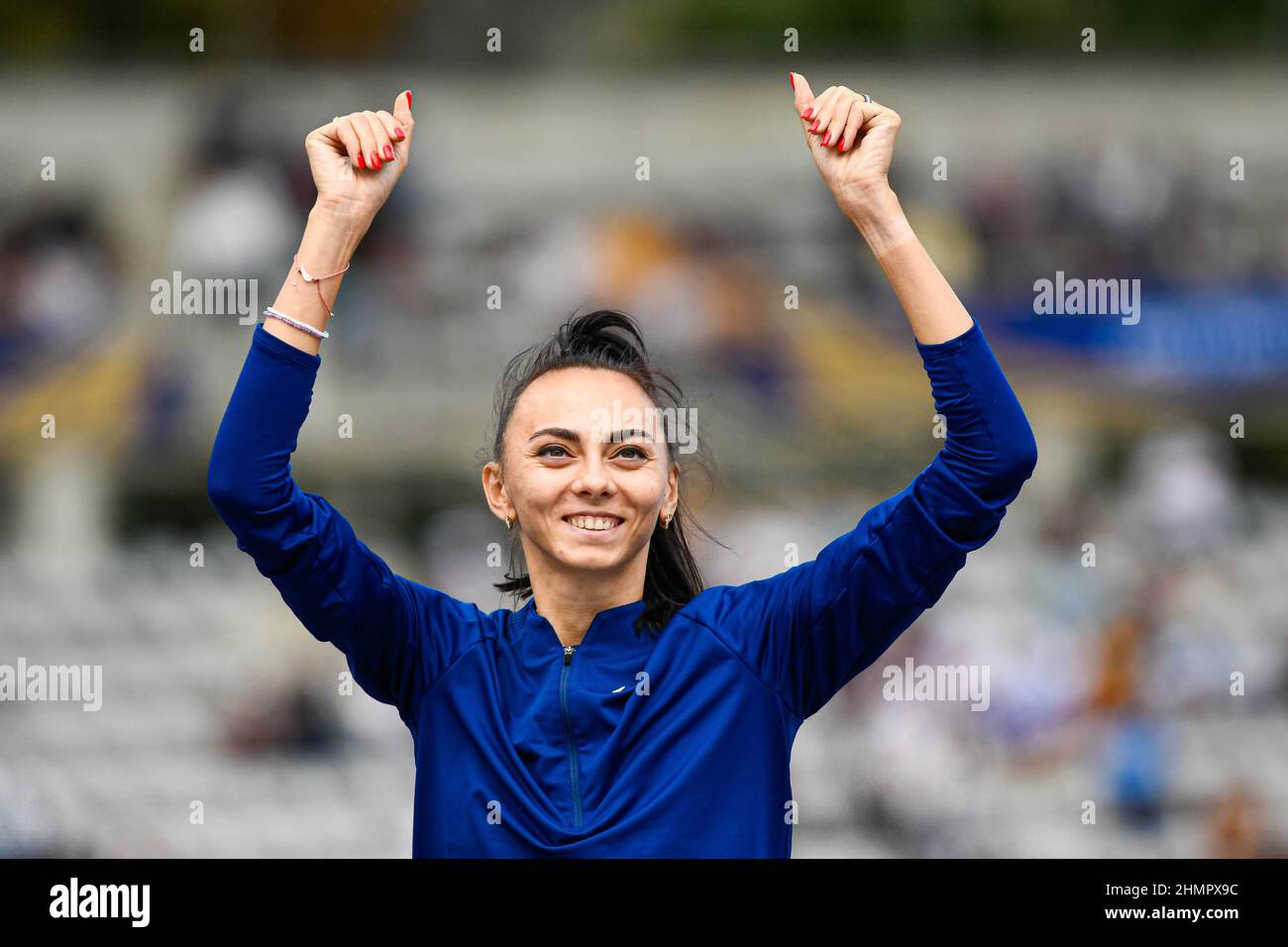 Iryna Gerashchenko (High Jump femminile) dell'Ucraina compete durante l'evento della IAAF Wanda Diamond League, Meeting de Paris Athletics, il 28 agosto 2021 a Foto Stock