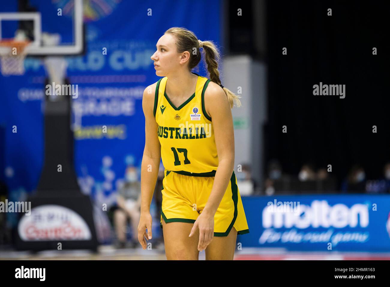 BELGRADO, SERBIA - FEBBRAIO 10: Durante la partita del torneo di qualificazione FIBA Women's Basketball World Cup tra Australia e Brasile il 10 Febbraio 2022 a Belgrado, Serbia. (Foto di Nikola Krstic/MB Media/Getty Images) Foto Stock