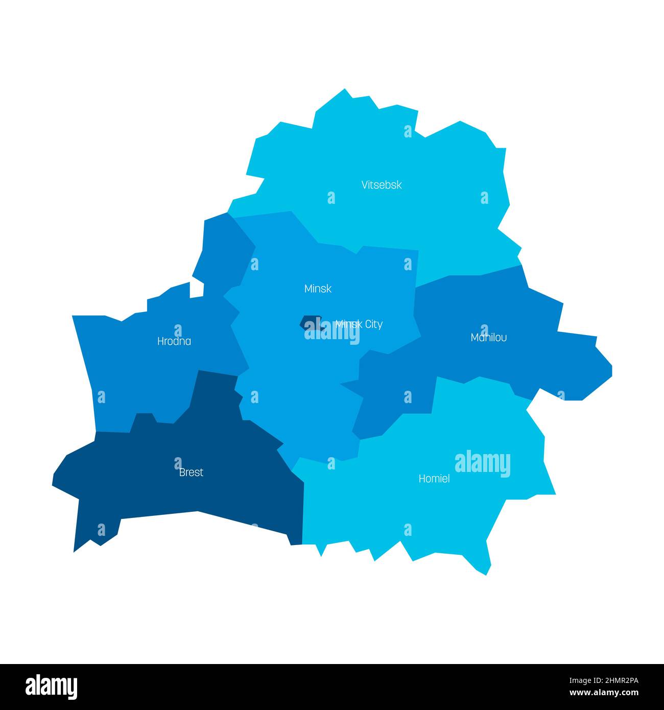 Bielorussia - carta amministrativa delle regioni Illustrazione Vettoriale