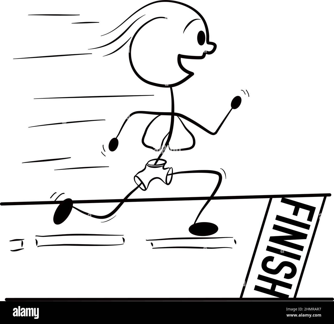 Far scorrere il cursore del personaggio verso la linea di finitura Illustrazione Vettoriale