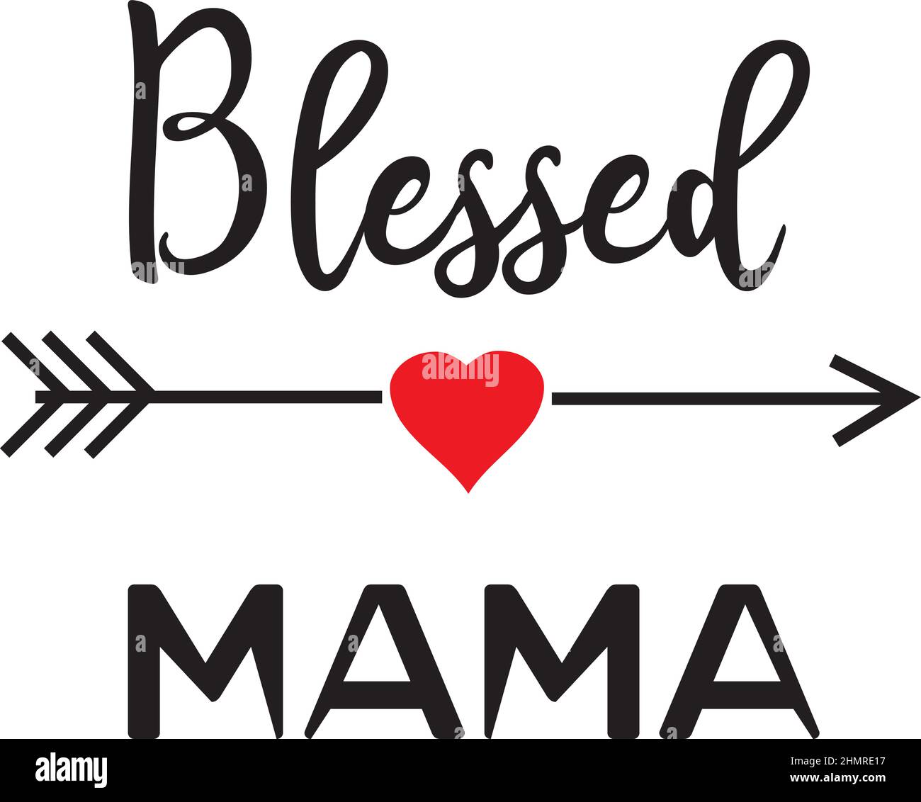 Illustrazione vettoriale di mama benedetta con freccia e cuore Illustrazione Vettoriale