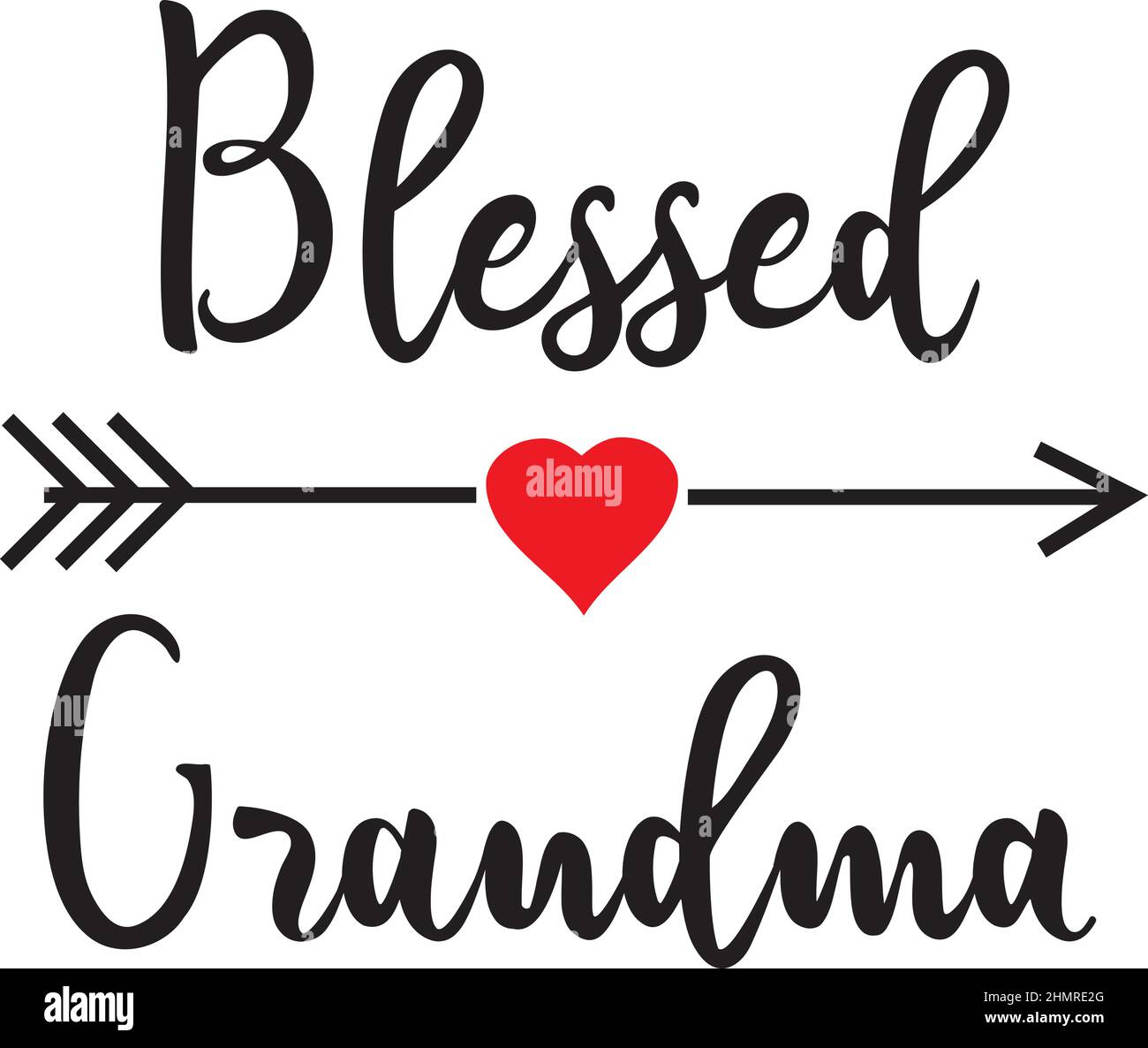 Illustrazione vettoriale della nonna benedetta con freccia e cuore Illustrazione Vettoriale