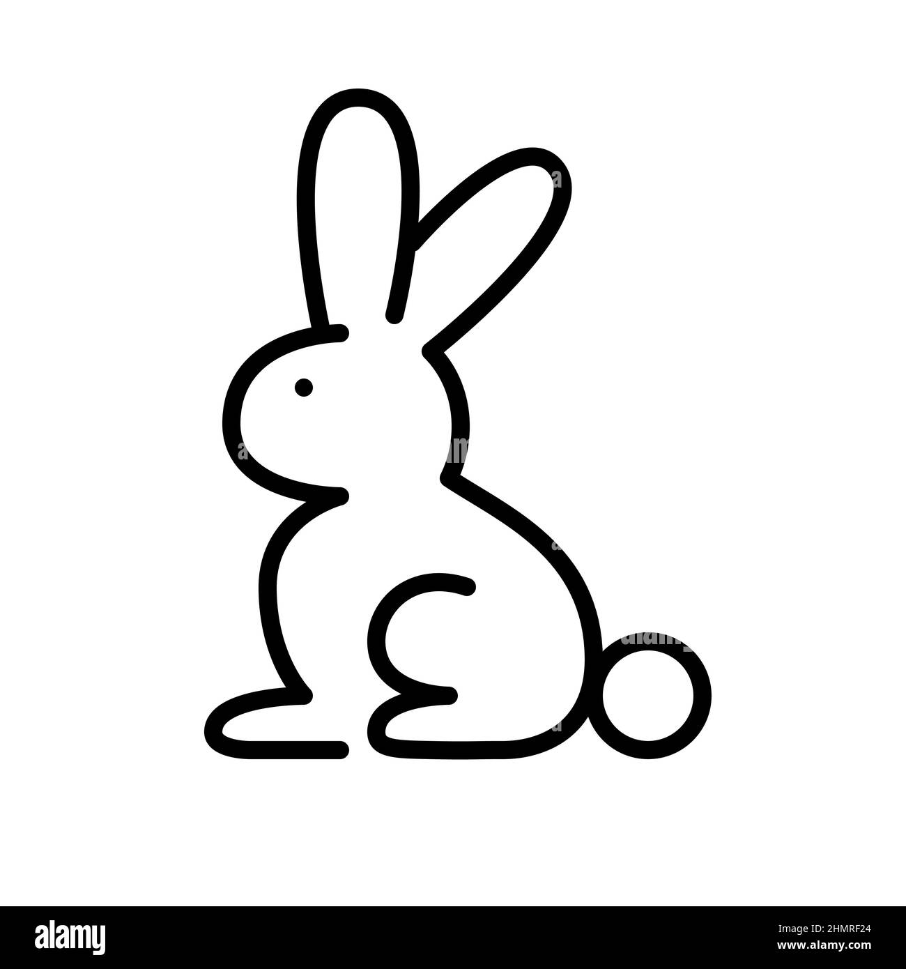 Coniglio seduto carino con orecchie lunghe. Icona tratto modificabile pixel Perfect Illustrazione Vettoriale