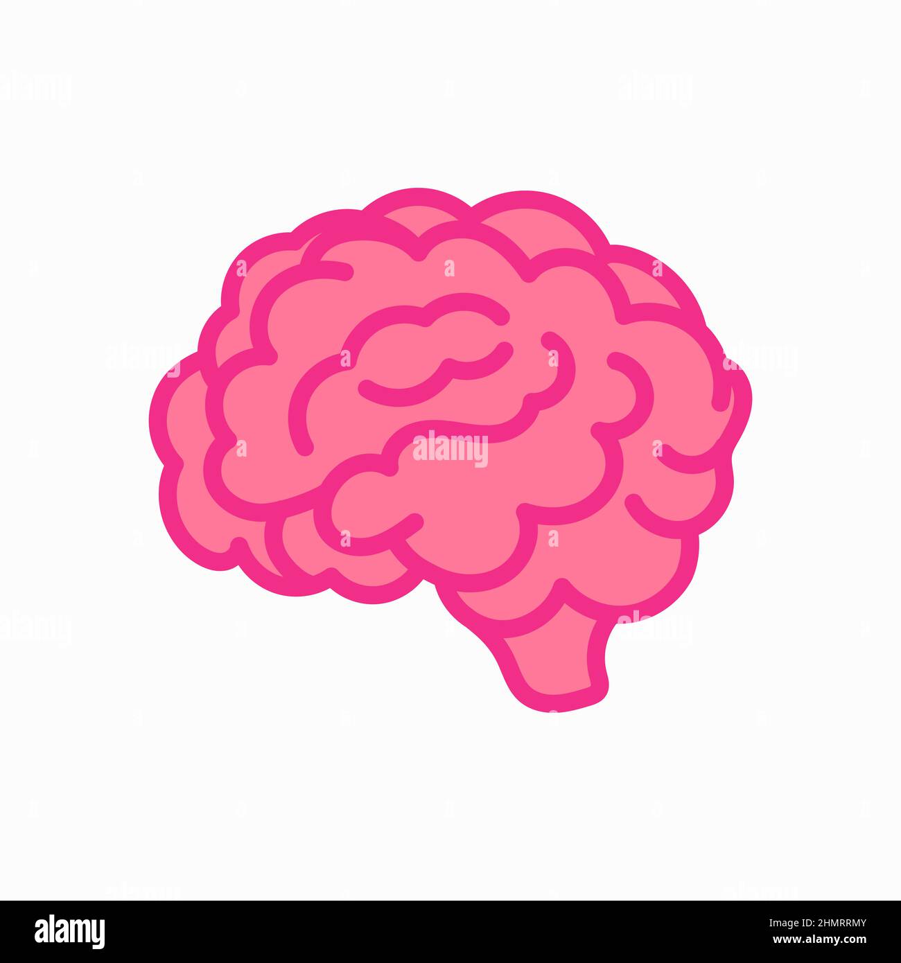 Icona rosa del cervello umano o della linea mentale per le applicazioni e i siti Web su sfondo bianco. Illustrazione del ritaglio vettoriale. Illustrazione Vettoriale