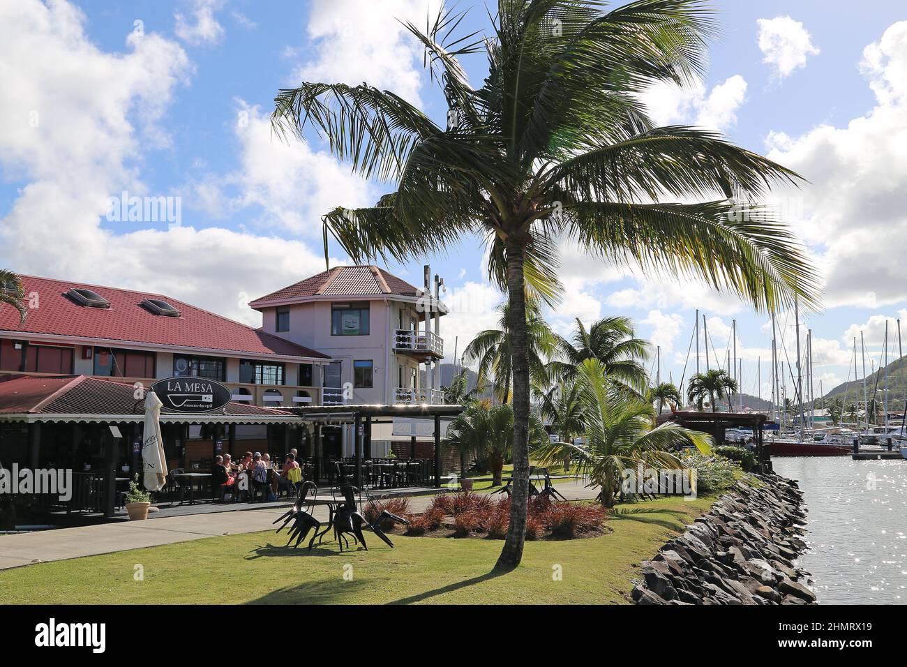 La Mesa Restaurant Bar Grill, Rodney Bay Marina, Gros Islet, Saint Lucia, Windward Islands, Antille minori, Antille Occidentali, Mar dei Caraibi Foto Stock