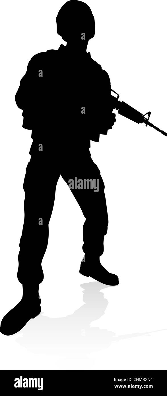 Soldato di alta qualità Silhouette Illustrazione Vettoriale