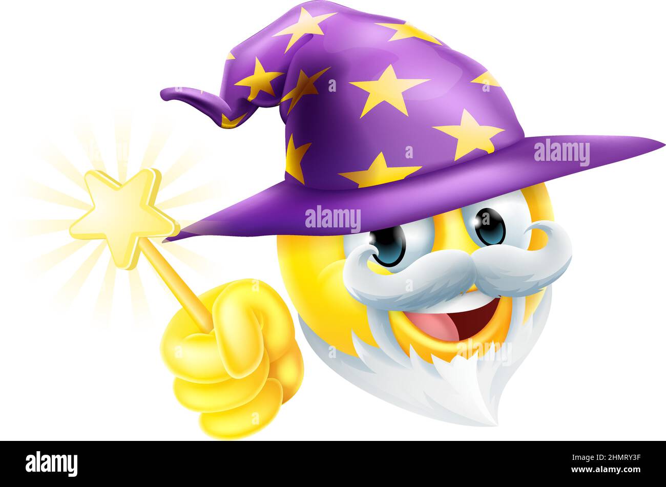 Wizard Emoticon faccia Emoji icona Cartoon Illustrazione Vettoriale