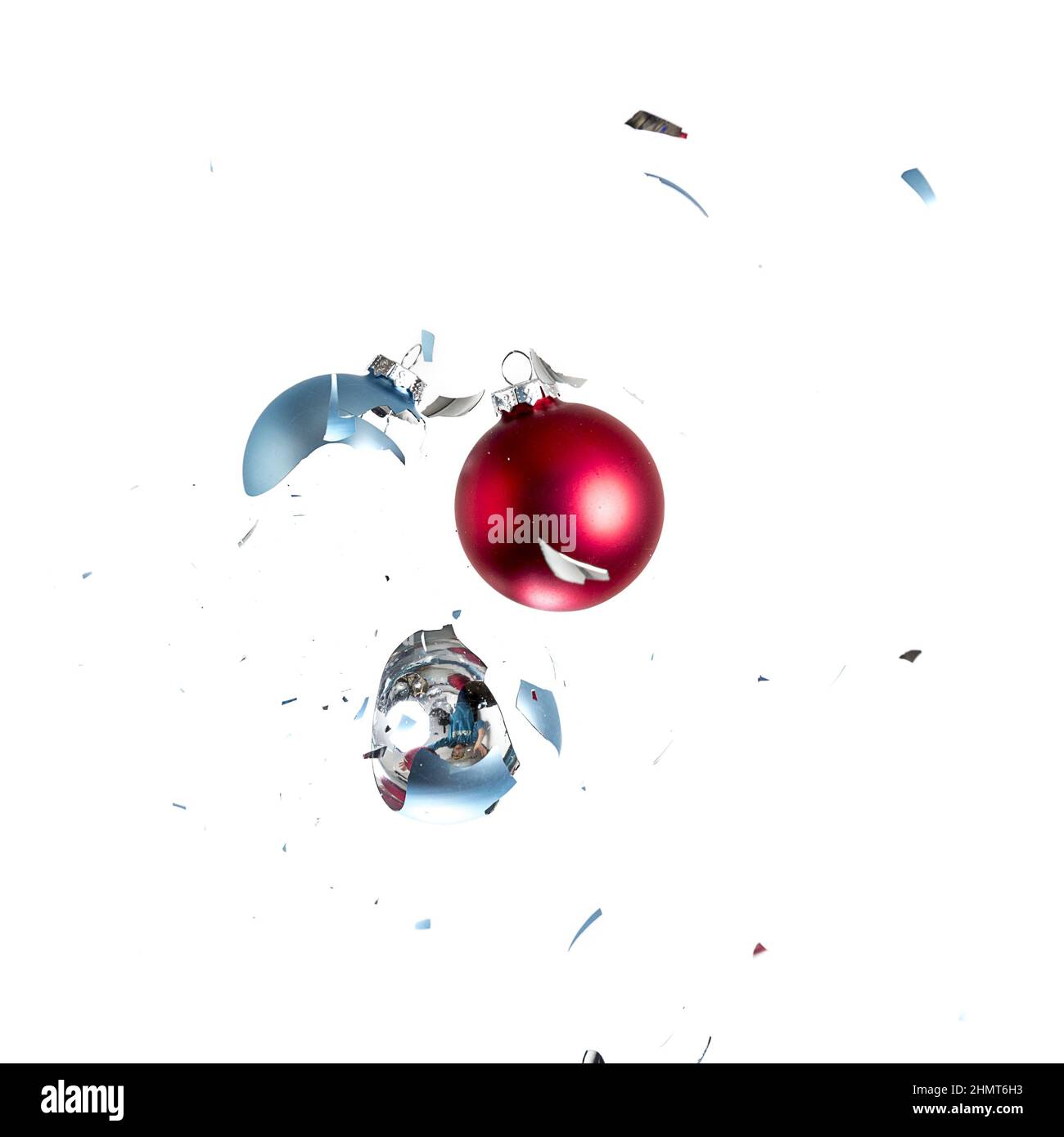 palle di natale distrutte Foto Stock
