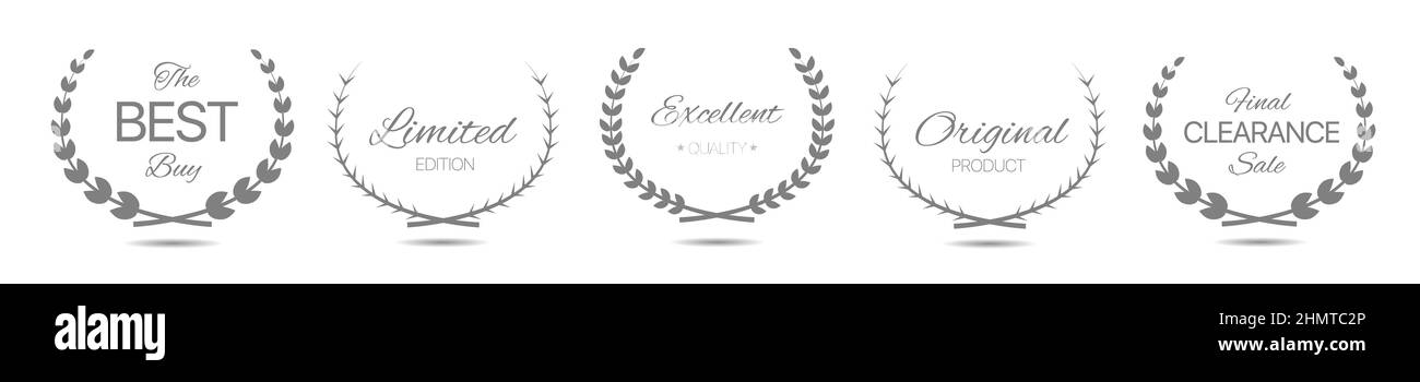 Miglior buy vettore alloro wreath set etichetta Illustrazione Vettoriale