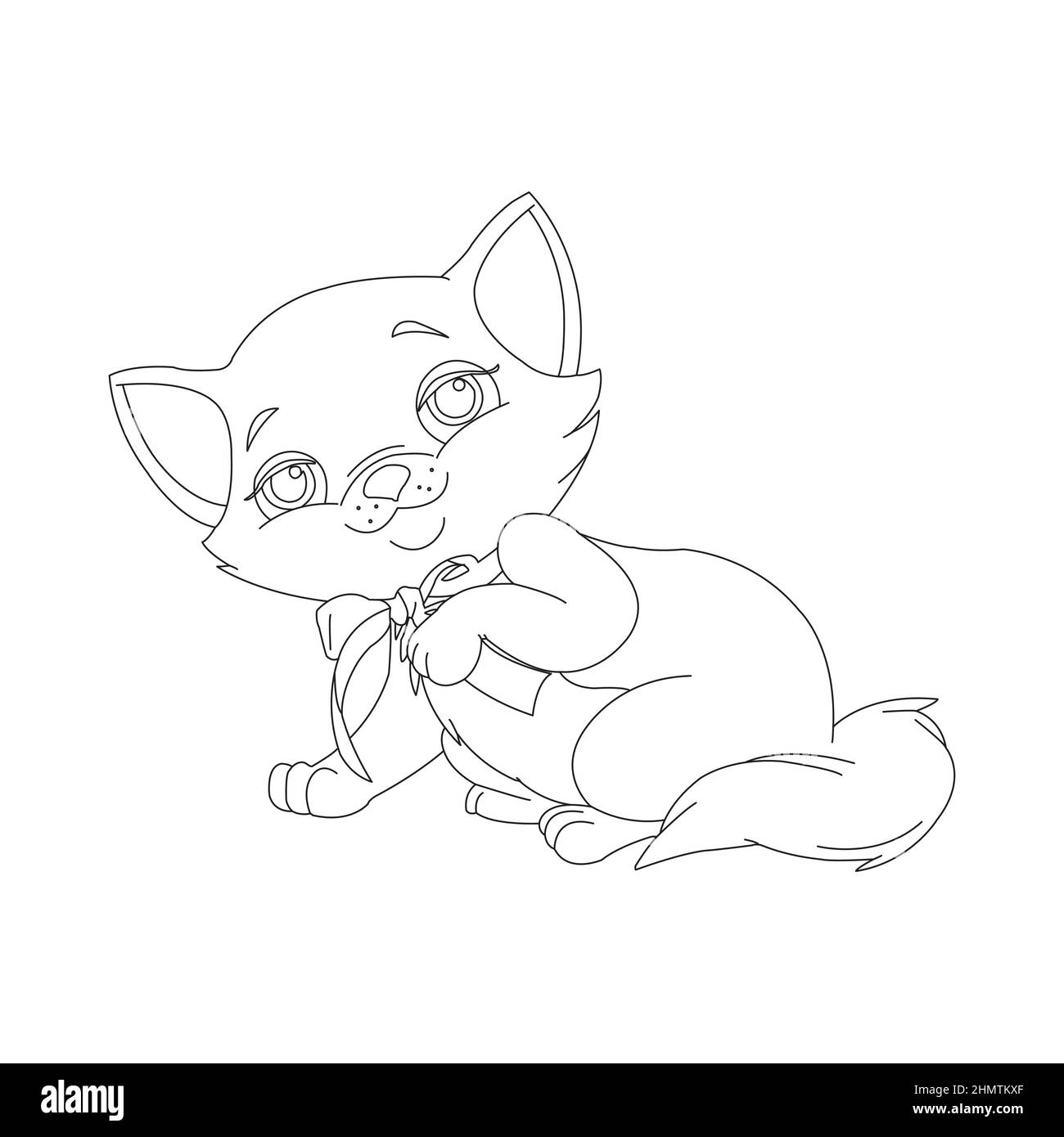 Colorazione pagina contorno di gatto cute animale colorazione pagina cartoon illustrazione vettoriale Illustrazione Vettoriale