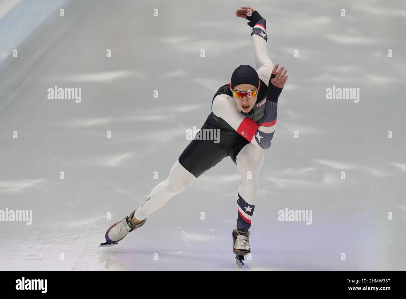 Pechino, Cina. 12th Feb 2022. Jordan Stolz degli Stati Uniti compete nella finale di Speedskating da 500 metri degli uomini alle Olimpiadi invernali di Pechino 2022 di sabato 12 febbraio 2022. Foto di Paul Hanna/UPI Credit: UPI/Alamy Live News Foto Stock