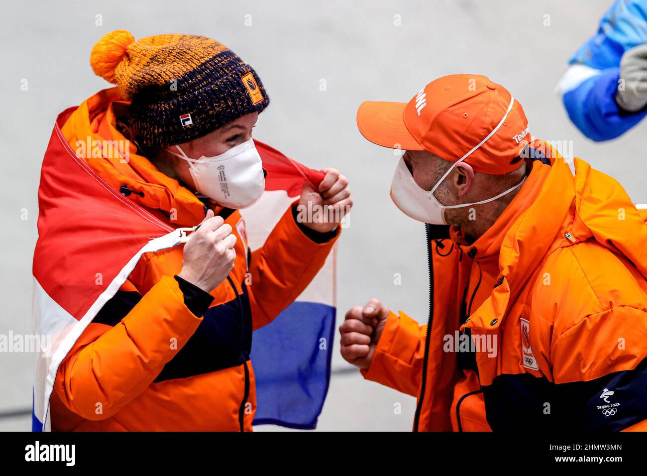 Pechino, Cina. 12th Feb 2022. DISTRETTO DI YANQING, CINA - FEBBRAIO 12: Kimberley Bos dei Paesi Bassi che gareggiano sul calore delle Donne 4 durante i Giochi Olimpici di Pechino 2022 al Centro Nazionale scorrevole di Yanqing il 12 Febbraio 2022 nel distretto di Yanqing, Cina (Foto di Iris van den Broek/Orange Pictures) NOCNSF credito: Orange Pics BV/Alamy Live News Foto Stock