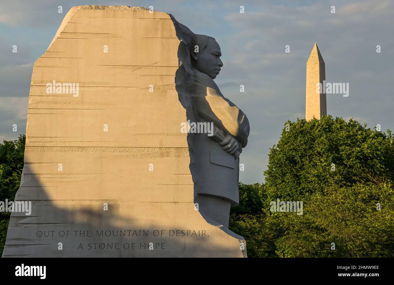 Martin Luther King Jr Memorial e Washington Monument Foto Stock
