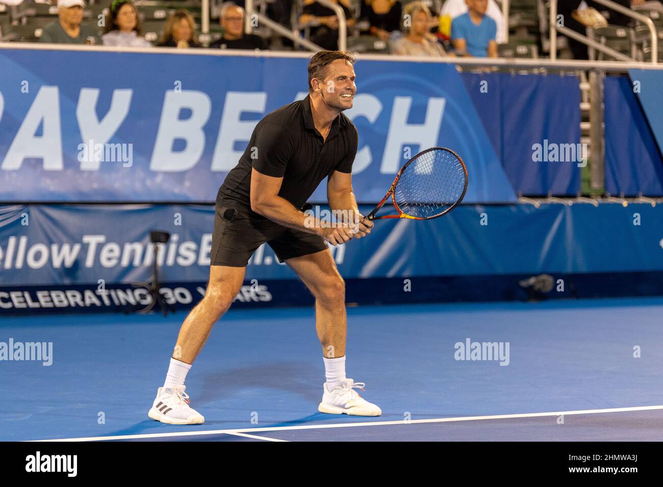 Jan-Michael Gamble (USA) visto in azione durante ATP Champions, Legends Tour al Delray Beach Open 2022 in Florida. Punteggio finale; Tommy Haas 1:0 Jan-Michael Gambill. (Foto di Yaroslav Sabitov / SOPA Images/Sipa USA) Foto Stock