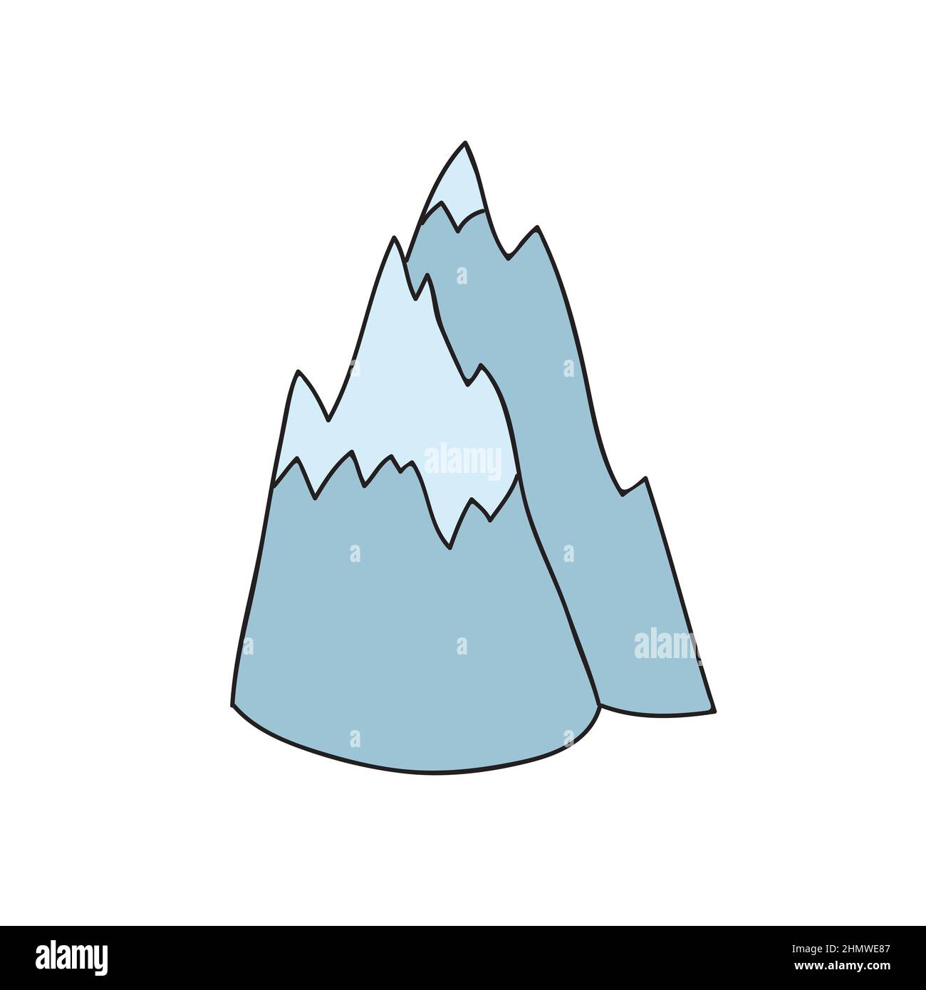 Montagne. Picchi rocciosi disegnati a mano. Semplice illustrazione vettoriale in bianco Illustrazione Vettoriale