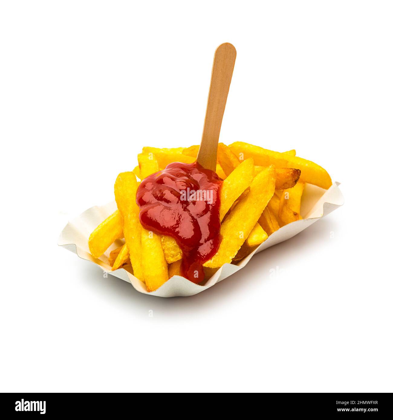 patate fritte con ketchup Foto Stock