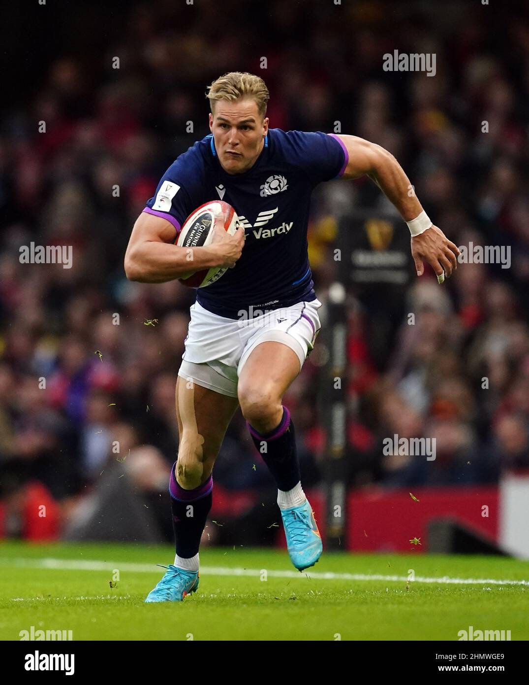 Duhan van der Merwe in Scozia durante la partita Guinness Six Nations al Principality Stadium di Cardiff. Data foto: Sabato 12 febbraio 2022. Foto Stock