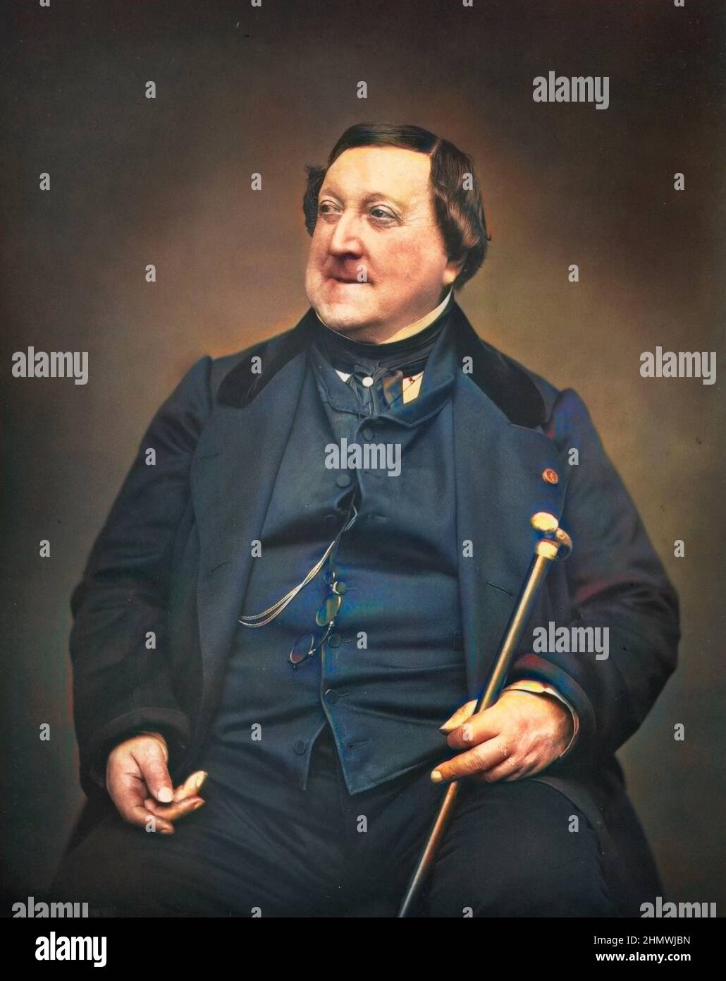 Gioacchino Rossini (1792-1868), compositeur italien. Photo par Carjat. Colorié ultérieuement - (Gioachino Rossini — Gioacchino Rossini) Foto Stock