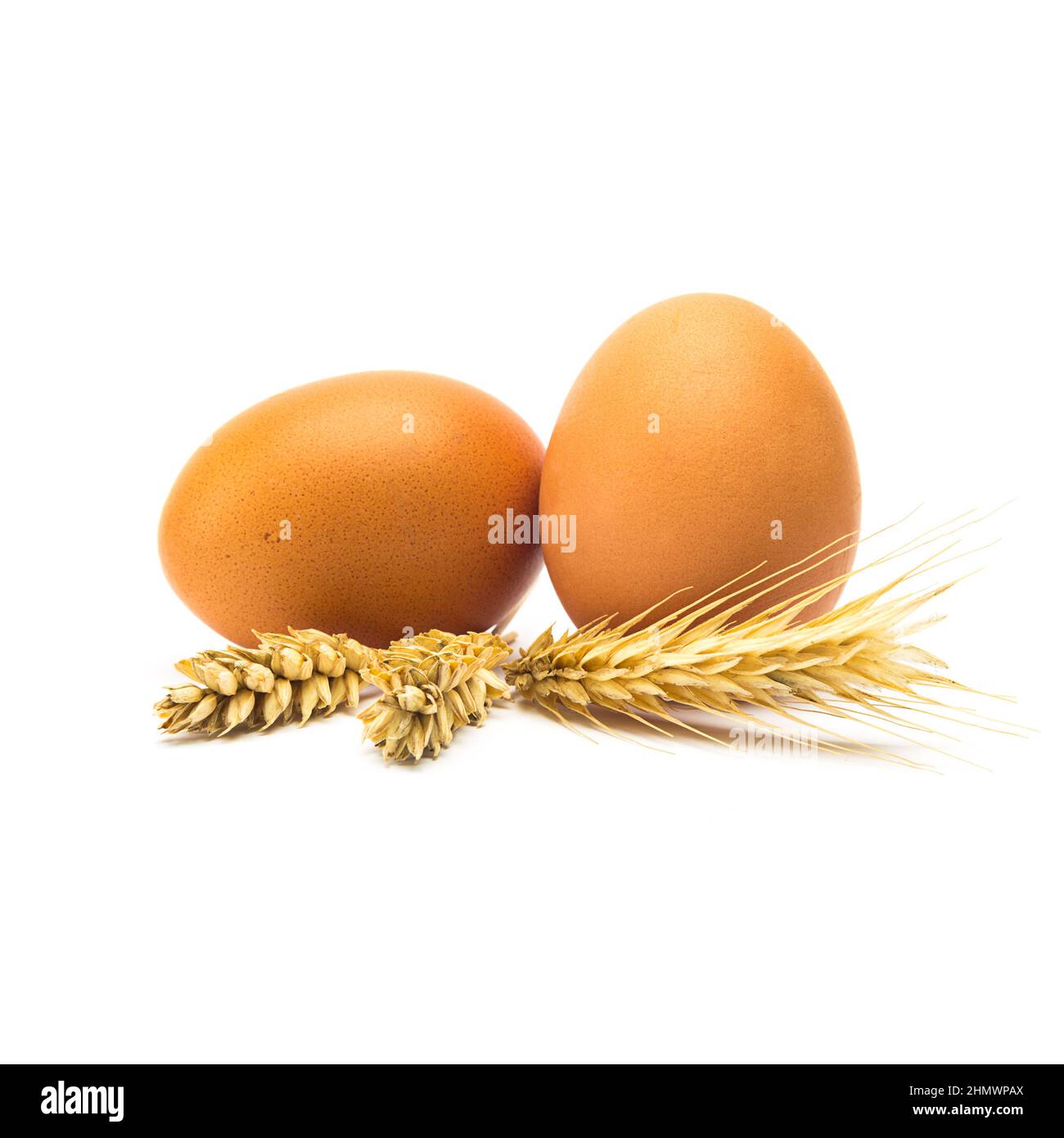 uova di marrone con grano Foto Stock