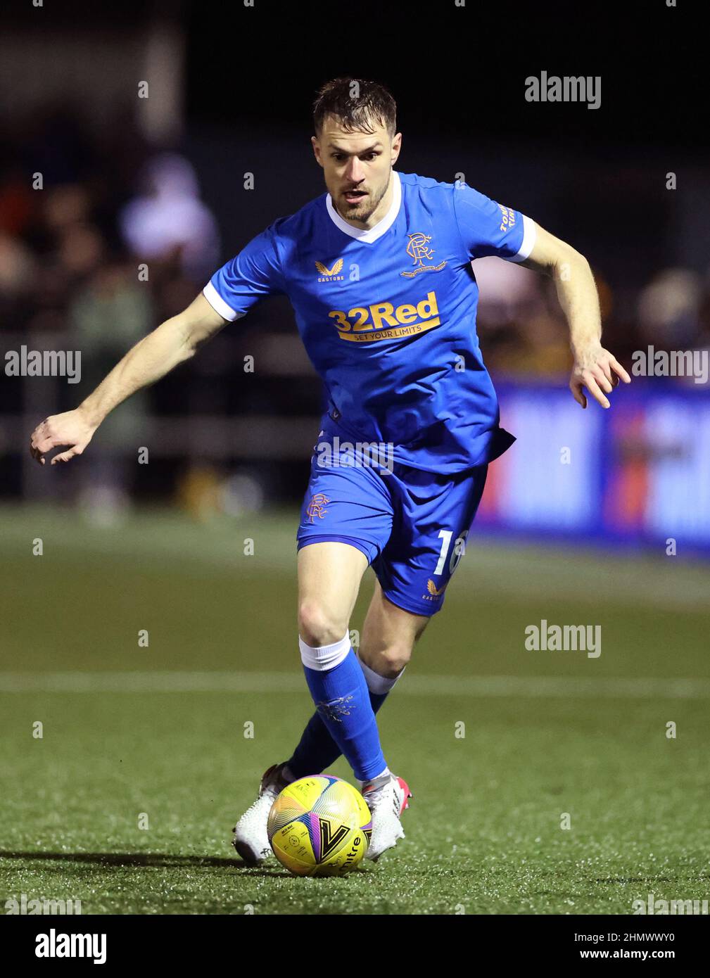 Aaron Ramsey dei Rangers durante la quinta partita di Coppa di Scozia allo stadio Galabank, Annan. Data foto: Sabato 12 febbraio 2022. Foto Stock
