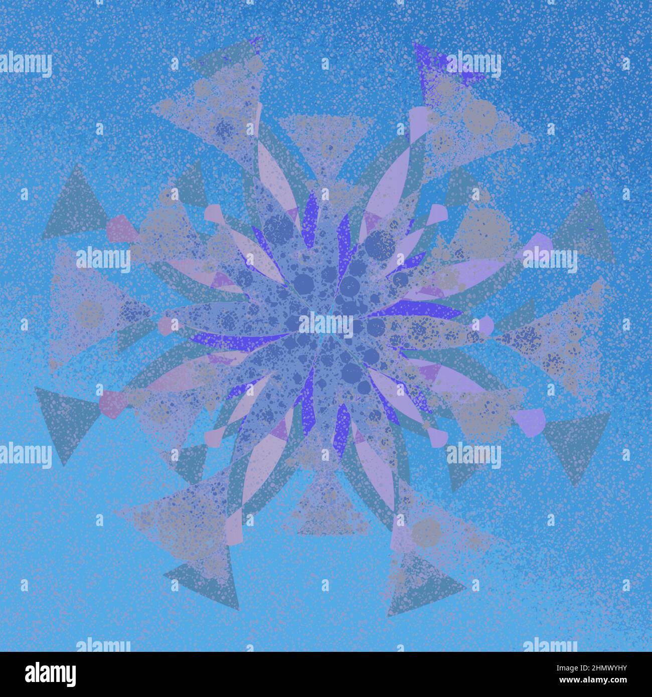 Mandala in una sorta di fiore forma. In blu e colori correlati Illustrazione Vettoriale