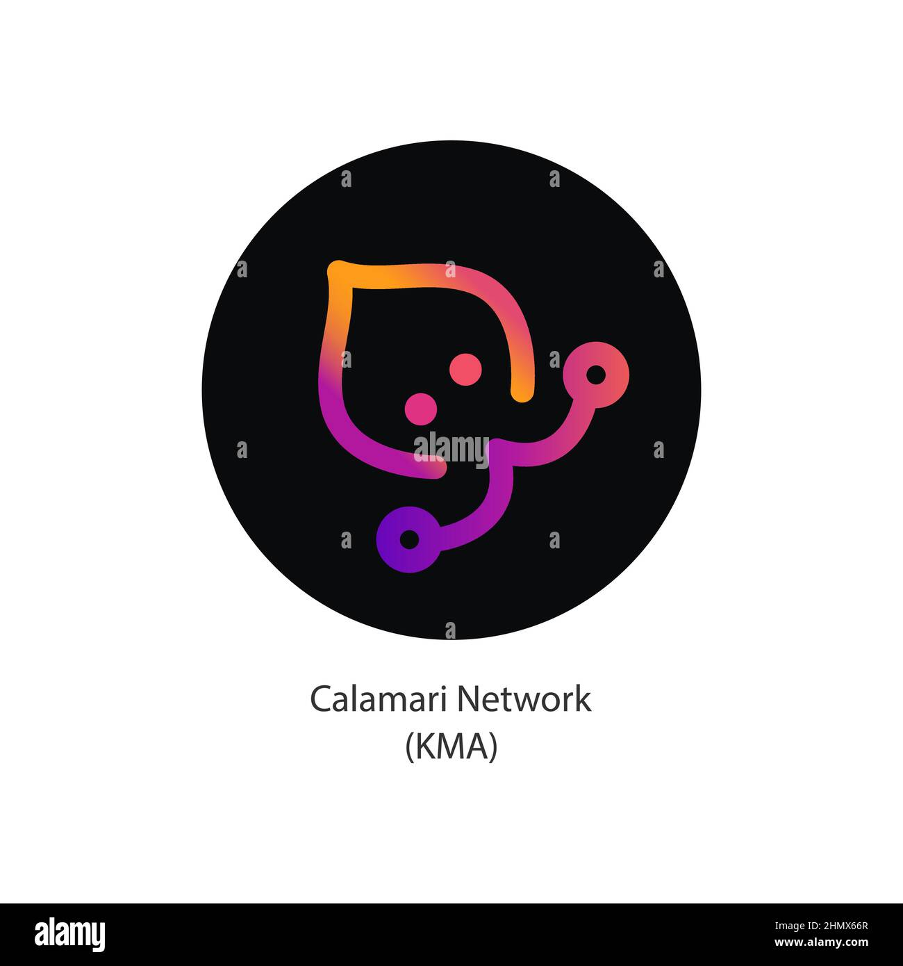 Calamari Network Cryptocurrency piattaforma vettore token logo moneta icona isolato su sfondo bianco. Illustrazione Vettoriale